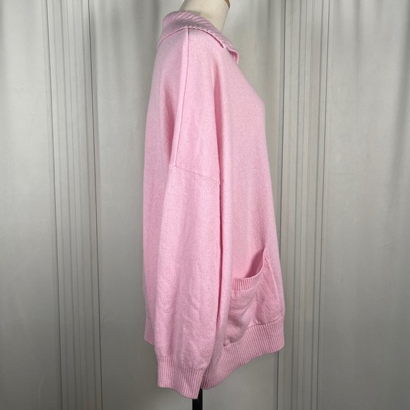 Minnie‎ Rose Light Pink 100% Cashmere Collared V Neck Tight Knit Sweater Size 2X - Picture 5 of 16